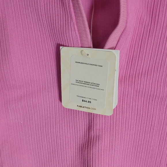 Fabletics Pink Ribbed Seamless Cropped Tank - Picture 5 of 6